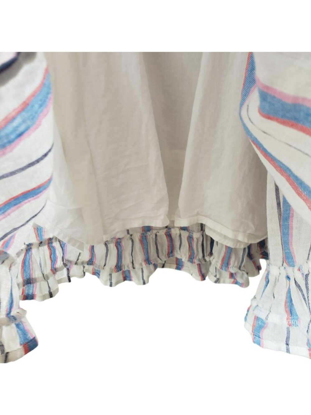 Rails Sandy Tahiti Stripe Linen Tiered Ruffle Mini Dress White Blue Pink Coastal - Picture 7 of 10
